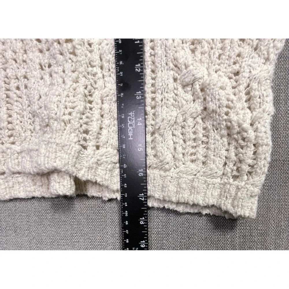 Free People Cropped Sweater Womens 2XS Cream Chunky Knit Mock Neck Pullover